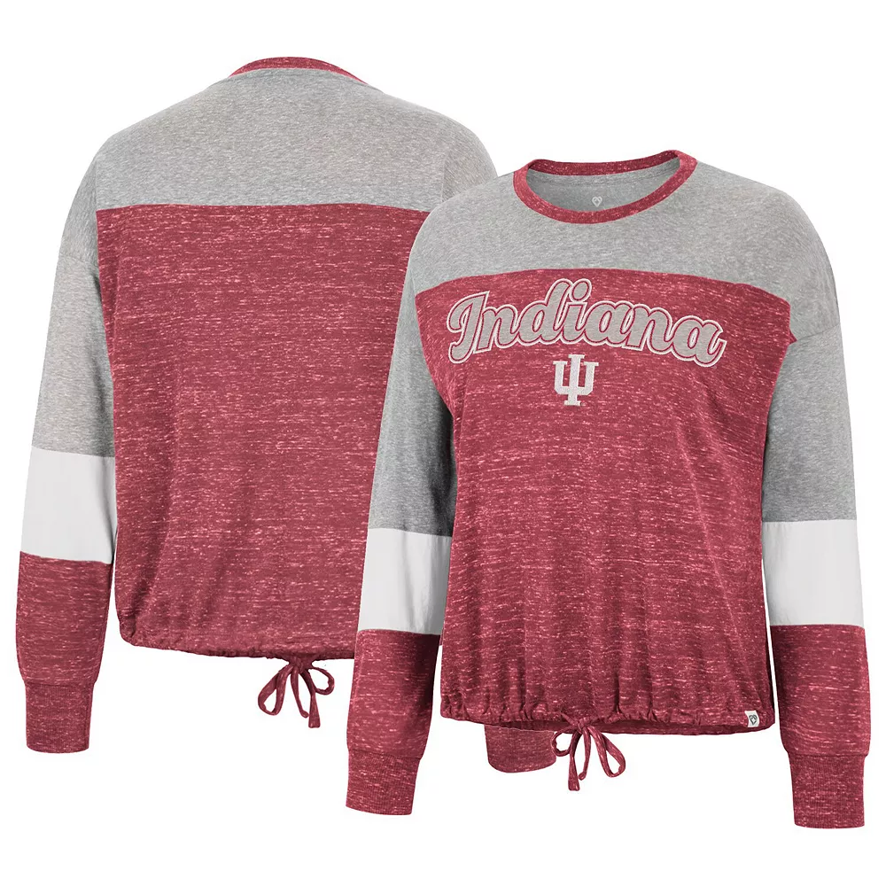 Women's Colosseum Crimson Indiana Hoosiers Joanna Tie Front Long Sleeve T-Shirt - Image 2