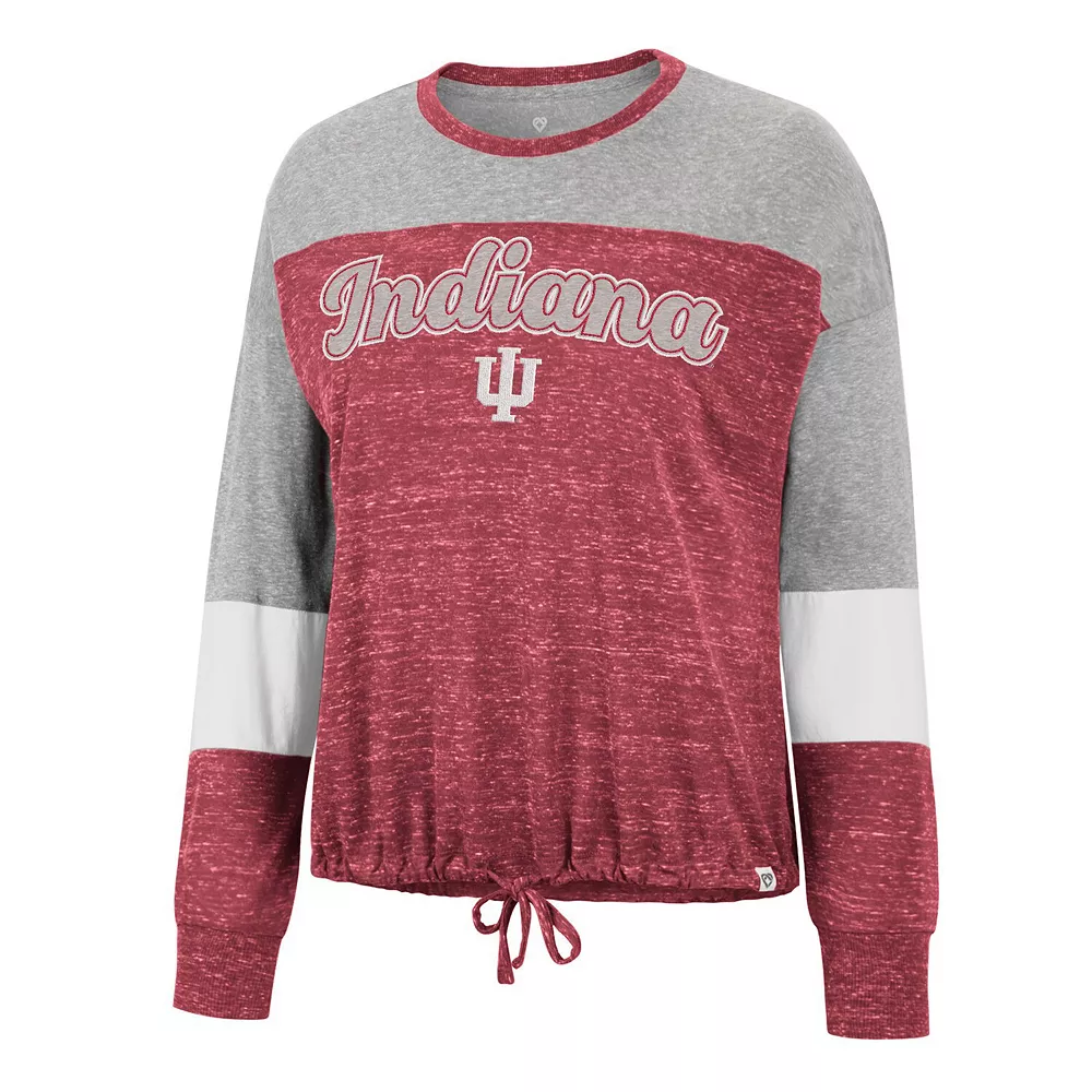 Women's Colosseum Crimson Indiana Hoosiers Joanna Tie Front Long Sleeve T-Shirt - Image 3