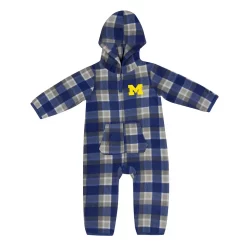 Infant Colosseum Navy/Gray Michigan Wolverines Farays Plaid Full-Zip Hoodie Jumper