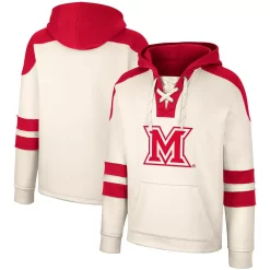 Men's Colosseum Cream Miami University RedHawks Lace-Up 4.0 Vintage Pullover Hoodie