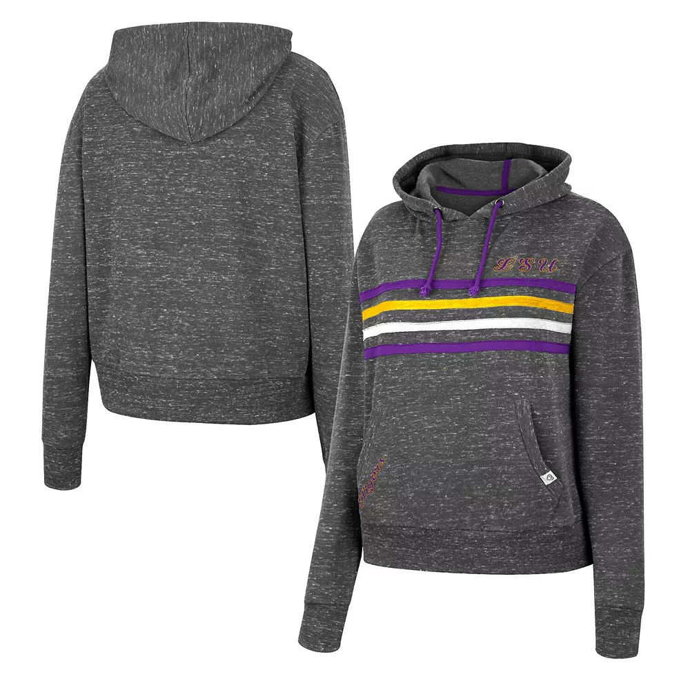 Women's Colosseum Charcoal LSU Tigers Backstage Speckled Pullover Hoodie