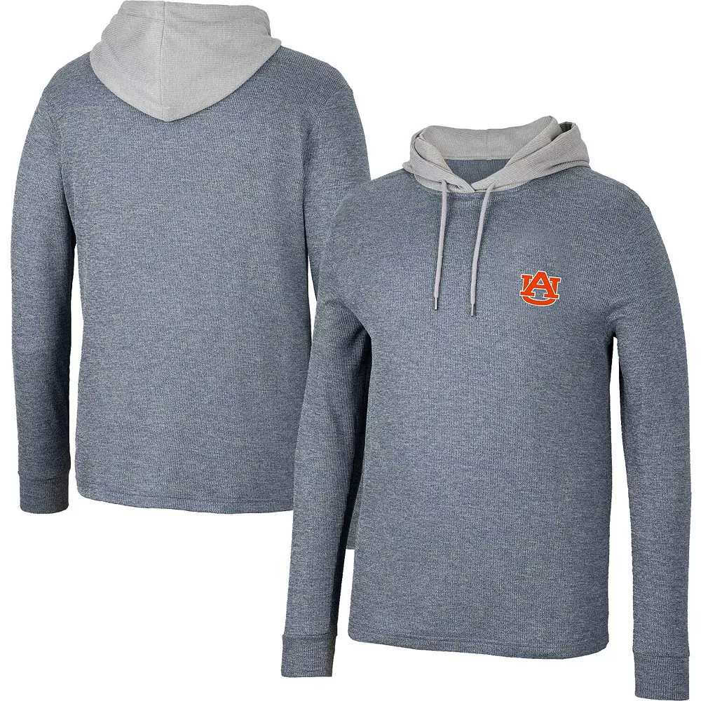 Men's Colosseum Navy Auburn Tigers Ballot Waffle-Knit Thermal Long Sleeve Hoodie T-Shirt - Image 2
