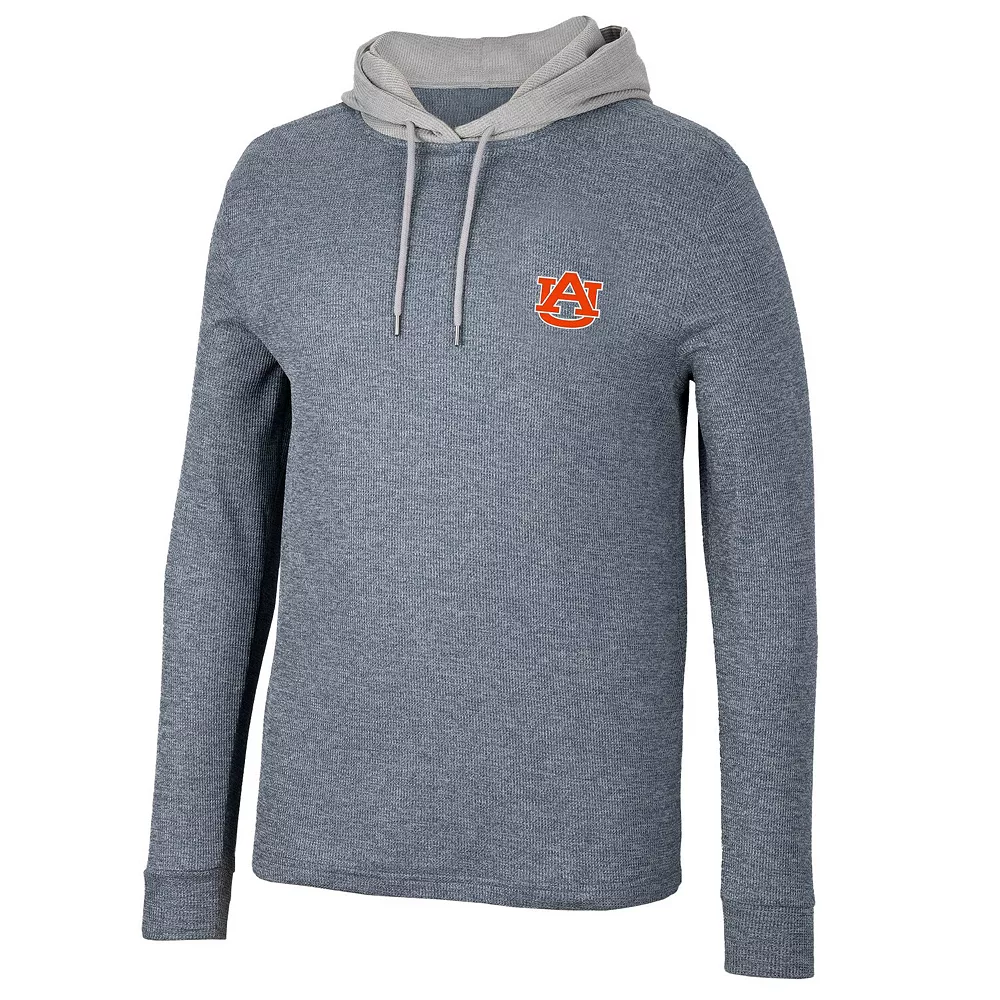 Men's Colosseum Navy Auburn Tigers Ballot Waffle-Knit Thermal Long Sleeve Hoodie T-Shirt - Image 3