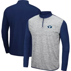 Men's Colosseum Heather Gray/Navy BYU Cougars Prospect Quarter-Zip Jacket