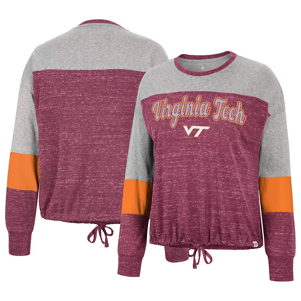 Women's Colosseum Maroon Virginia Tech Hokies Joanna Tie Front Long Sleeve T-Shirt