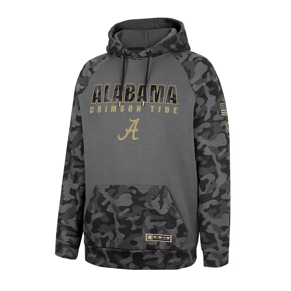 Men's Colosseum Charcoal Alabama Crimson Tide OHT Military Appreciation Camo Stack Raglan Pullover Hoodie - Image 3