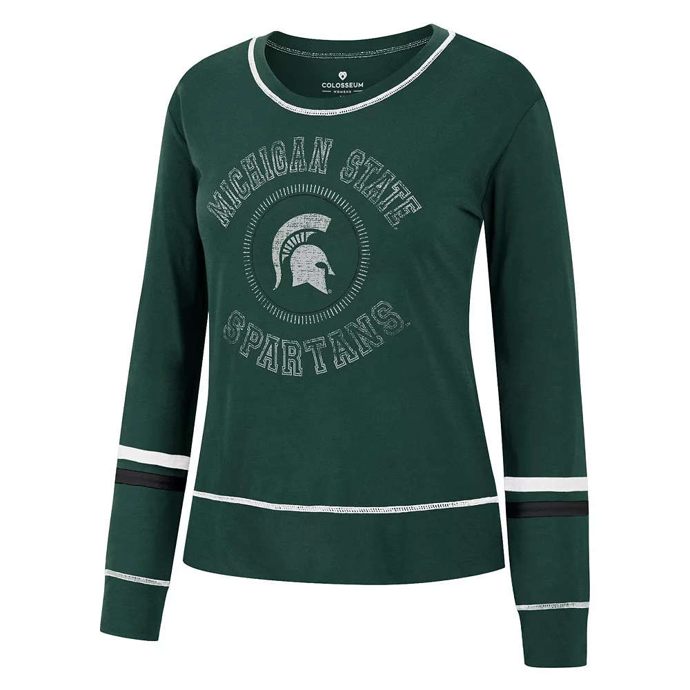 Women's Colosseum Green Michigan State Spartans Heathrow Super Soft Long Sleeve T-Shirt - Image 3