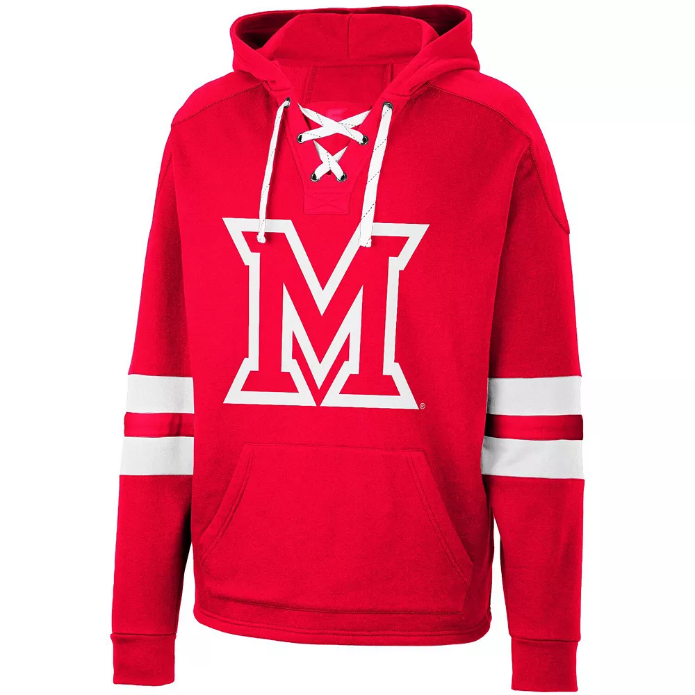 Men's Colosseum Red Miami University RedHawks Lace-Up 4.0 Pullover Hoodie - Image 3