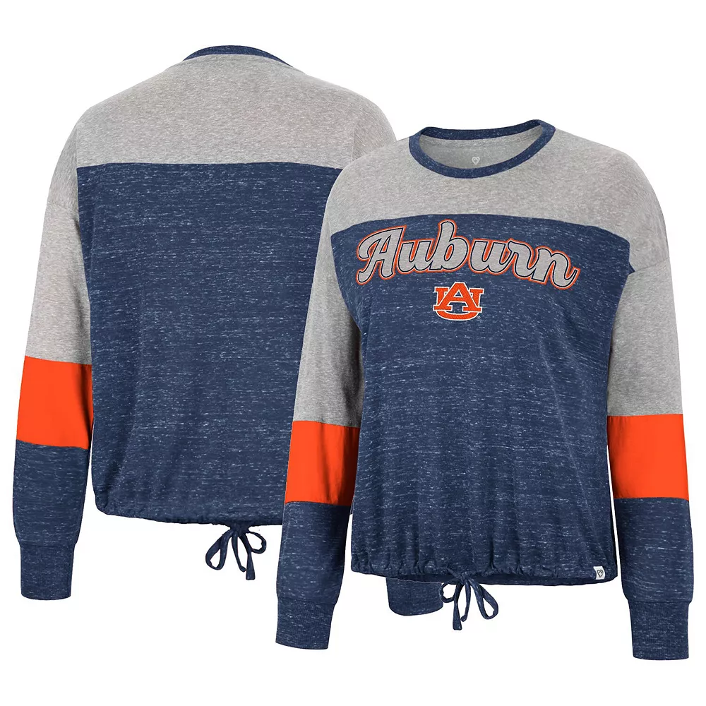 Women's Colosseum Navy Auburn Tigers Joanna Tie Front Long Sleeve T-Shirt - Image 2