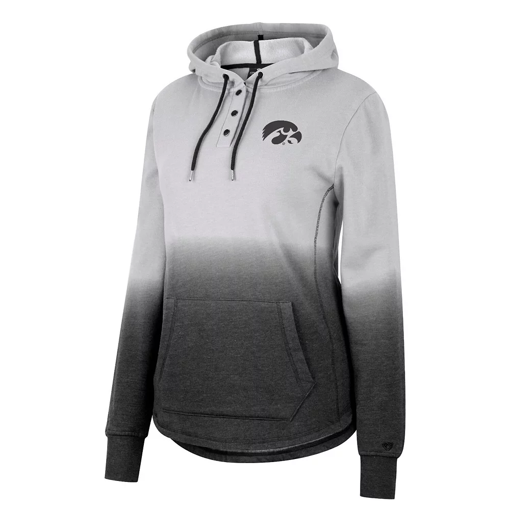 Women's Colosseum Gray/Black Iowa Hawkeyes Aurelia Dip-Dye Quarter-Snap Pullover Hoodie - Image 3
