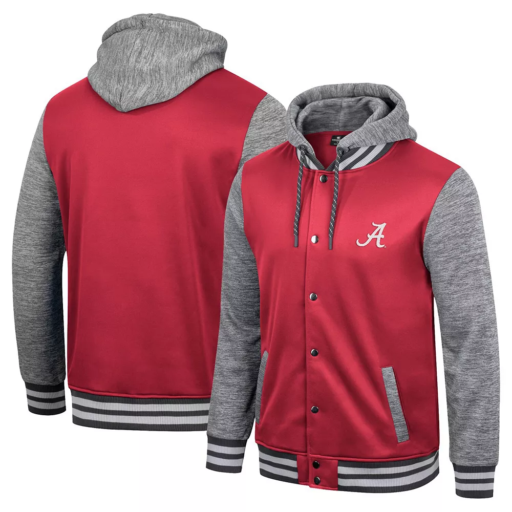 Men's Colosseum Crimson Alabama Crimson Tide Robinson Hoodie Full-Snap Jacket - Image 2