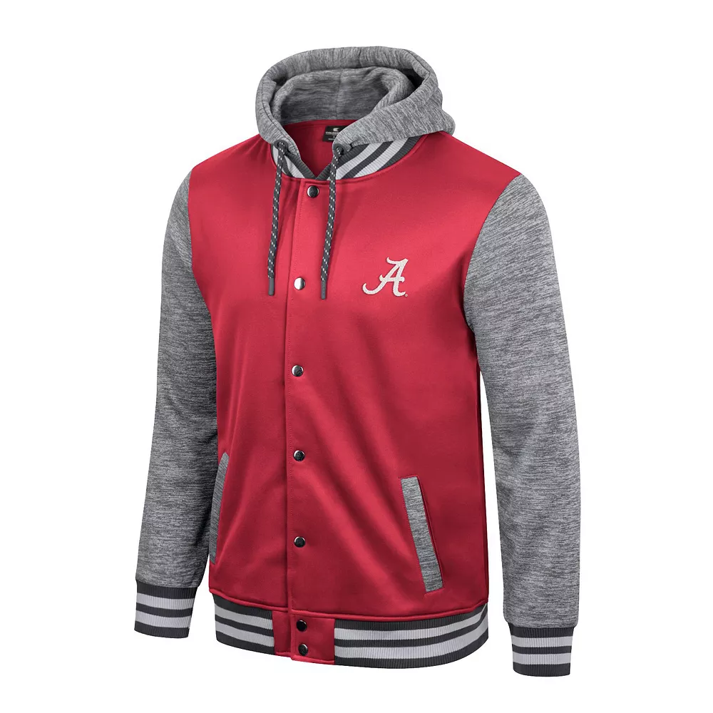 Men's Colosseum Crimson Alabama Crimson Tide Robinson Hoodie Full-Snap Jacket - Image 3