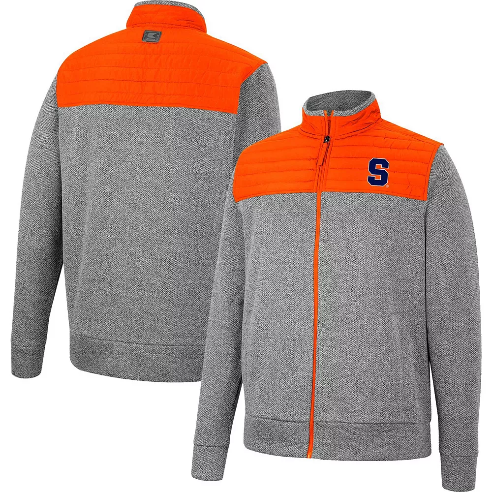 Men's Colosseum Charcoal/Orange Syracuse Orange Putter Herringbone Full-Zip Jacket - Image 2