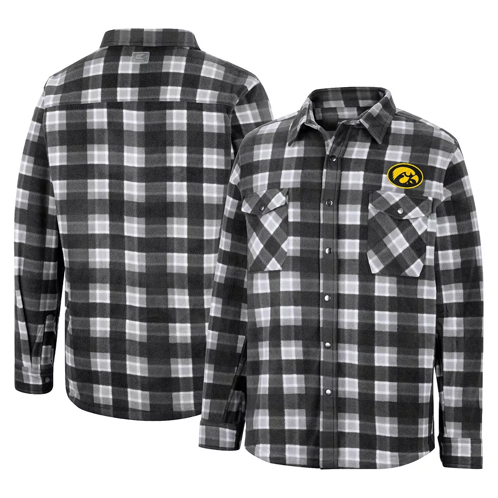 Men's Colosseum Black/White Iowa Hawkeyes Ellis Plaid Full-Snap Shirt Jacket - Image 2