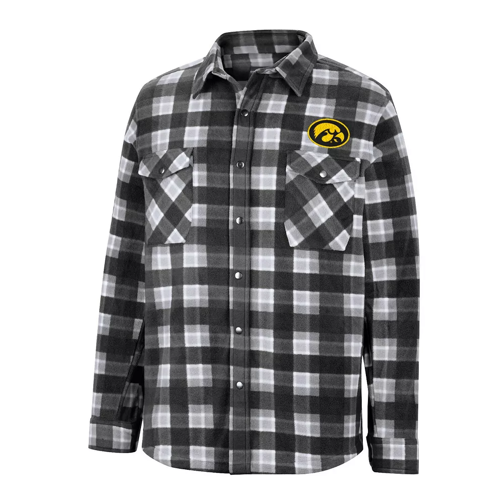 Men's Colosseum Black/White Iowa Hawkeyes Ellis Plaid Full-Snap Shirt Jacket - Image 3
