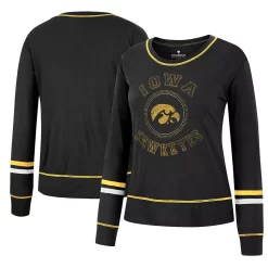 Women's Colosseum Black Iowa Hawkeyes Heathrow Super Soft Long Sleeve T-Shirt