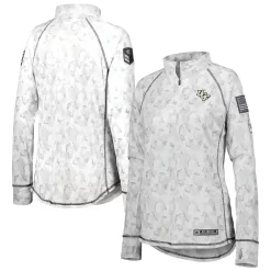 Women's Colosseum White UCF Knights Operation Hat Trick Military Appreciation Officer Arctic Camo Raglan Quarter-Zip Jacket