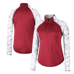 Women's Colosseum Cardinal Arkansas Razorbacks OHT Military Appreciation Flash Arctic Camo Raglan Quarter-Zip Jacket