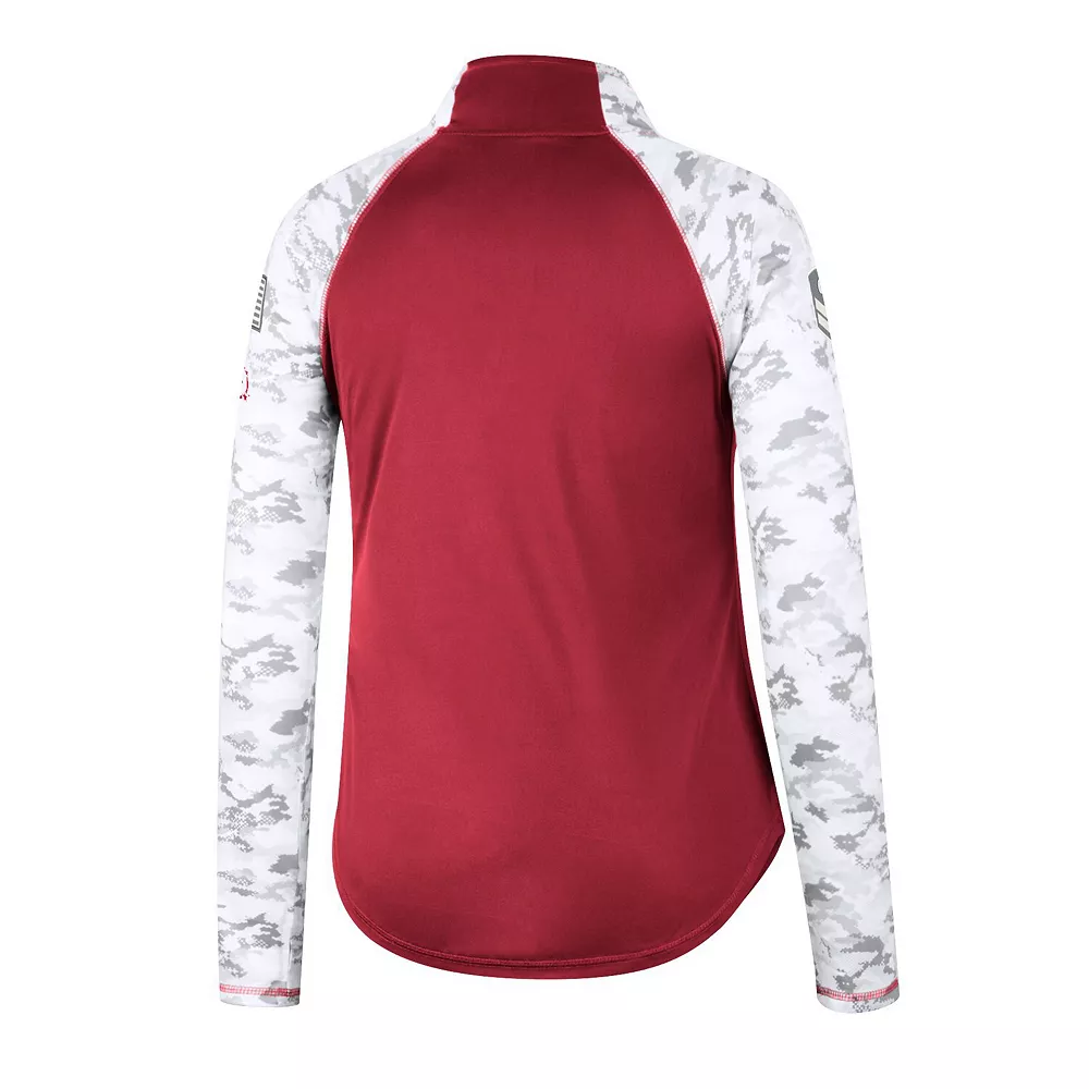 Women's Colosseum Cardinal Arkansas Razorbacks OHT Military Appreciation Flash Arctic Camo Raglan Quarter-Zip Jacket - Image 4