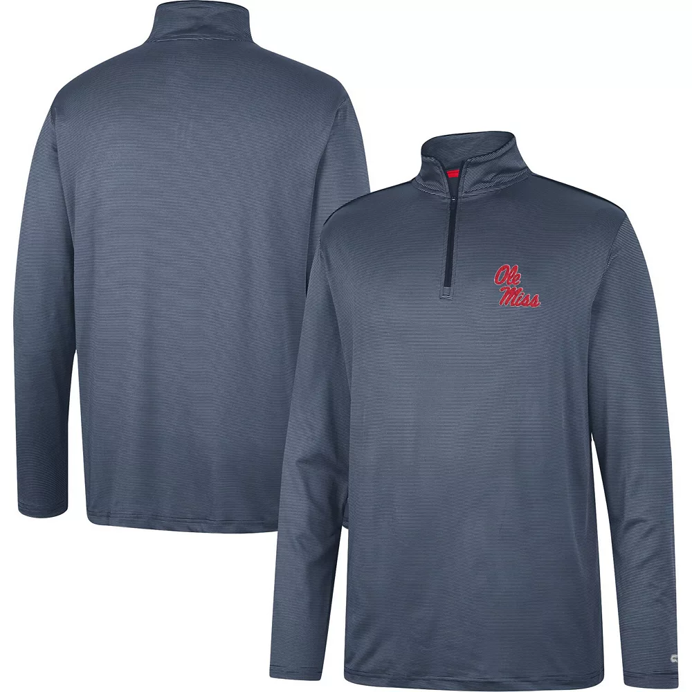 Men's Colosseum Navy Ole Miss Rebels Logo Quarter-Zip Windshirt - Image 2
