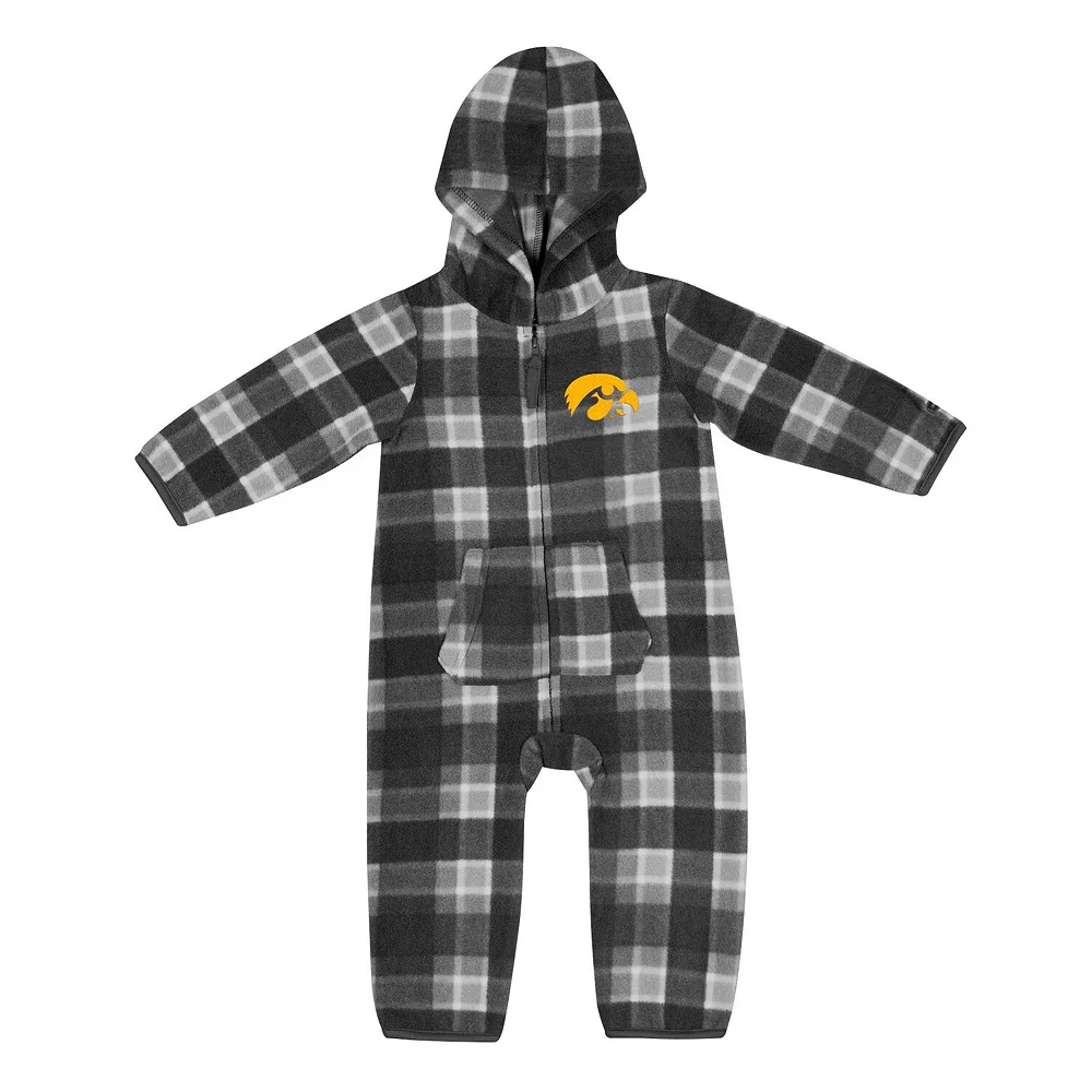Infant Colosseum Black/Gray Iowa Hawkeyes Farays Plaid Full-Zip Hoodie Jumper - Image 2