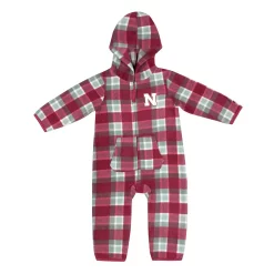 Infant Colosseum Scarlet/Gray Nebraska Huskers Farays Plaid Full-Zip Hoodie Jumper