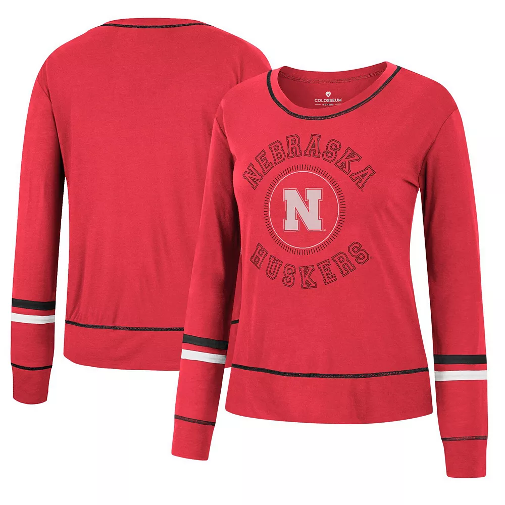 Women's Colosseum Scarlet Nebraska Huskers Heathrow Super Soft Long Sleeve T-Shirt - Image 2