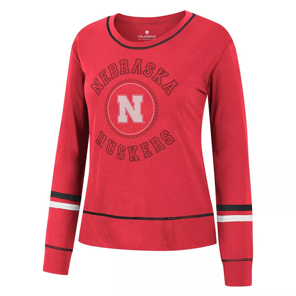 Women's Colosseum Scarlet Nebraska Huskers Heathrow Super Soft Long Sleeve T-Shirt - Image 3