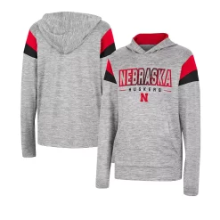 Youth Colosseum Heather Gray Nebraska Huskers Tartookas Long Sleeve Hoodie T-Shirt
