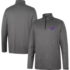 Men's Colosseum Charcoal Kansas State Wildcats Logo Quarter-Zip Windshirt