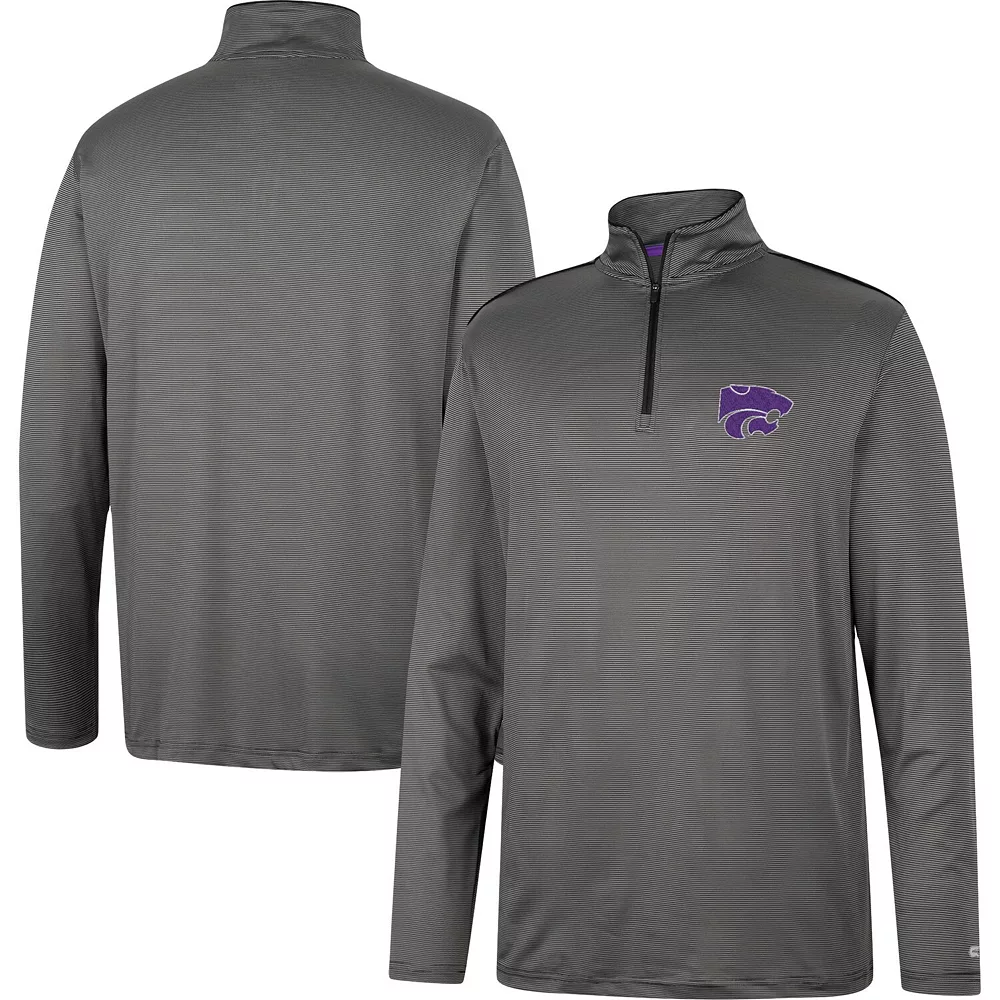 Men's Colosseum Charcoal Kansas State Wildcats Logo Quarter-Zip Windshirt - Image 2