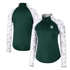 Women's Colosseum Green Michigan State Spartans OHT Military Appreciation Flash Arctic Camo Raglan Quarter-Zip Jacket