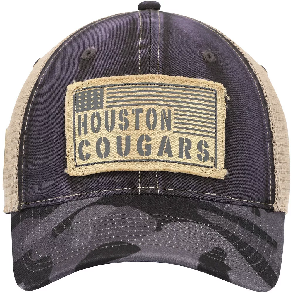 Men's Colosseum Charcoal Houston Cougars OHT Military Appreciation United Trucker Snapback Hat - Image 3