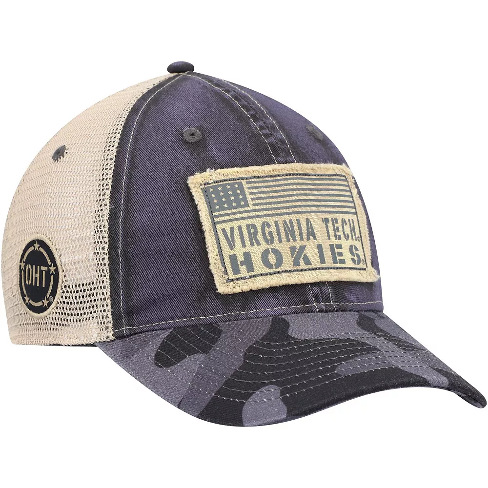 Men's Colosseum Charcoal Virginia Tech Hokies OHT Military Appreciation United Trucker Snapback Hat - Image 4