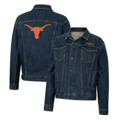 Men's Colosseum X Wrangler Navy Texas Longhorns Retro Button-Up Denim Jacket