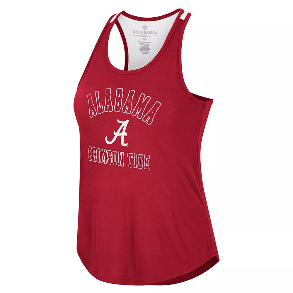 Women's Colosseum Crimson Alabama Crimson Tide 10 Days Racerback Scoop Neck Tank Top - Image 3