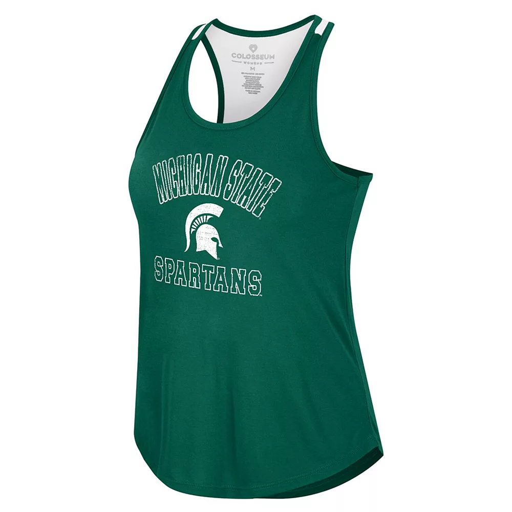 Women's Colosseum Green Michigan State Spartans 10 Days Racerback Scoop Neck Tank Top - Image 3
