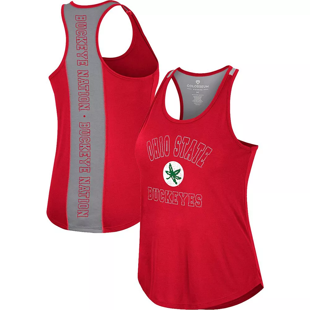 Women's Colosseum Scarlet Ohio State Buckeyes 10 Days Racerback Scoop Neck Tank Top - Image 2