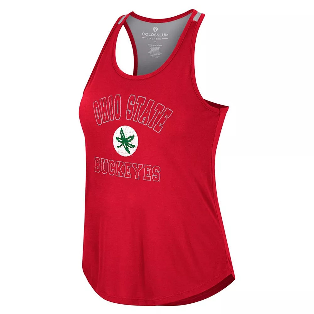 Women's Colosseum Scarlet Ohio State Buckeyes 10 Days Racerback Scoop Neck Tank Top - Image 3