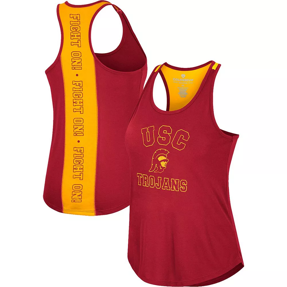 Women's Colosseum Cardinal USC Trojans 10 Days Racerback Scoop Neck Tank Top