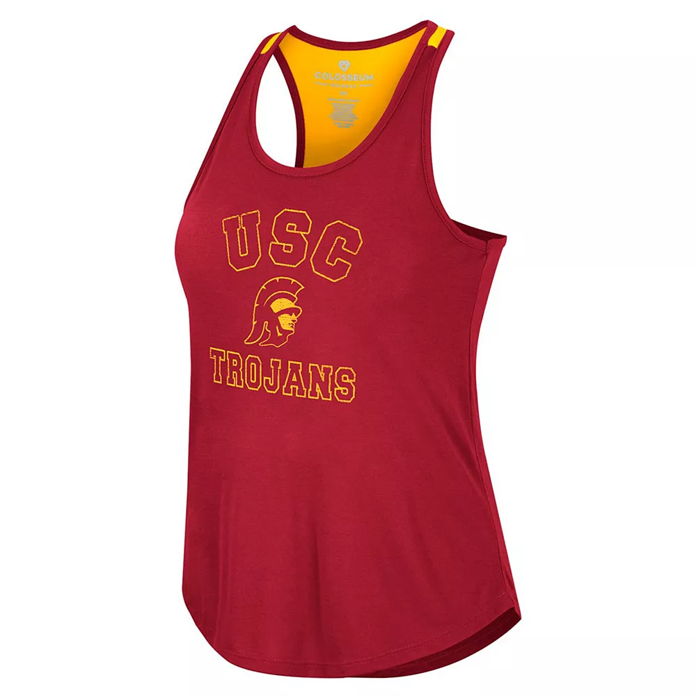 Women's Colosseum Cardinal USC Trojans 10 Days Racerback Scoop Neck Tank Top - Image 3