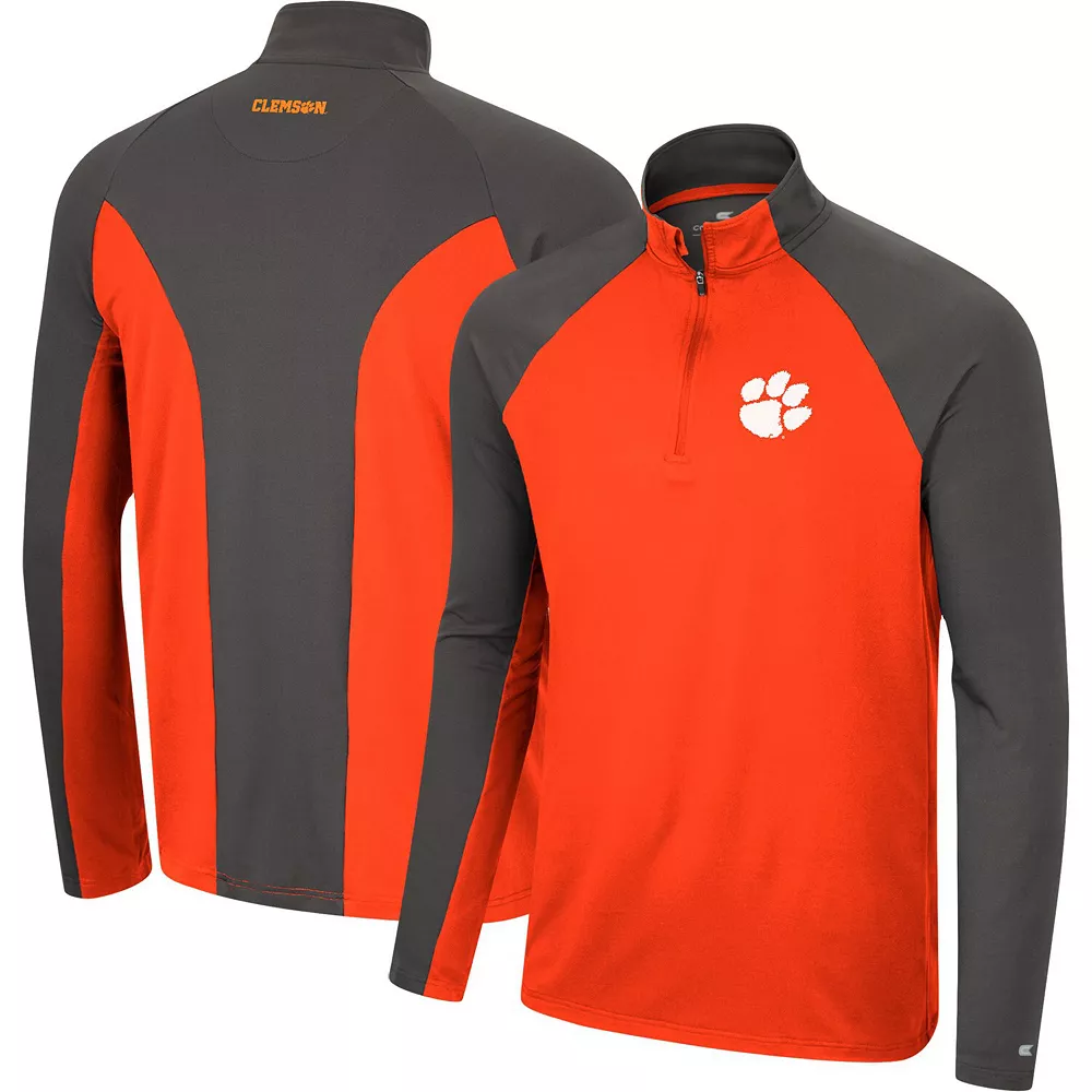 Men's Colosseum Orange/Charcoal Clemson Tigers Two Yutes Raglan Quarter-Zip Windshirt - Image 2