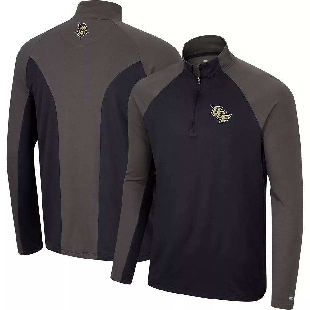 Men's Colosseum Black/Charcoal UCF Knights Two Yutes Raglan Quarter-Zip Windshirt - Image 2