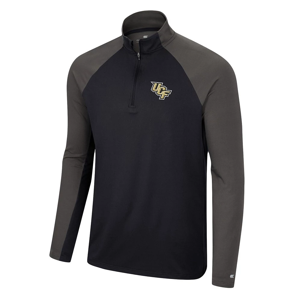 Men's Colosseum Black/Charcoal UCF Knights Two Yutes Raglan Quarter-Zip Windshirt - Image 3