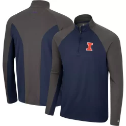 Men's Colosseum Navy/Charcoal Illinois Fighting Illini Two Yutes Raglan Quarter-Zip Windshirt